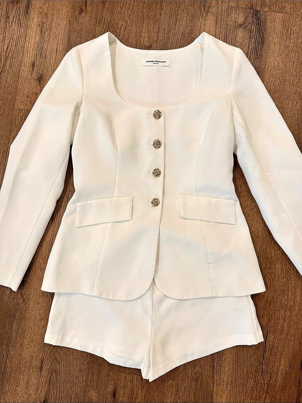 Amanda UpRichard White Blazer Romper